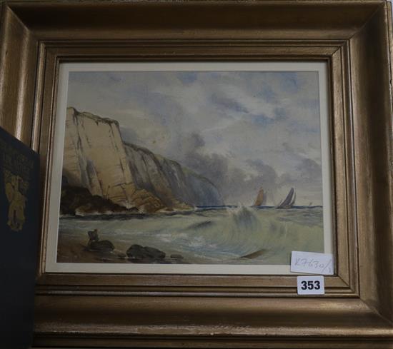 19th century English School, watercolour, coastal scene, 25 x 32cm